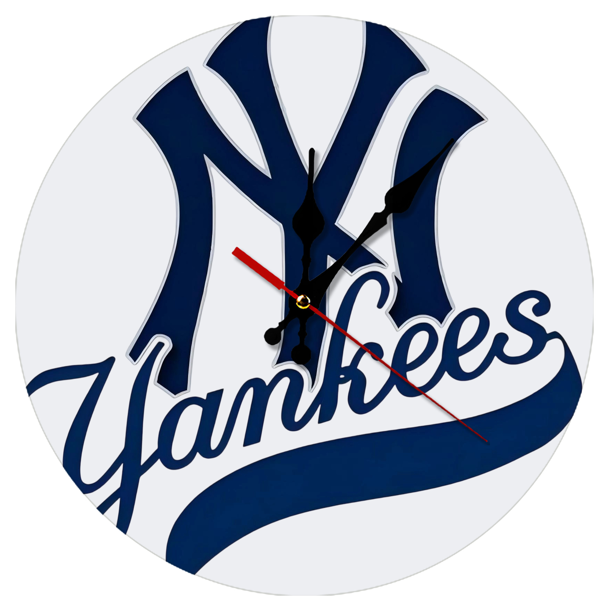 New York Yankees Logo Silent Round Wall Clock – Modern & Stylish DIY Design, Durable Wood Construction, Easy To Install – Perfect For Office, Bedroom, Living Room, And More